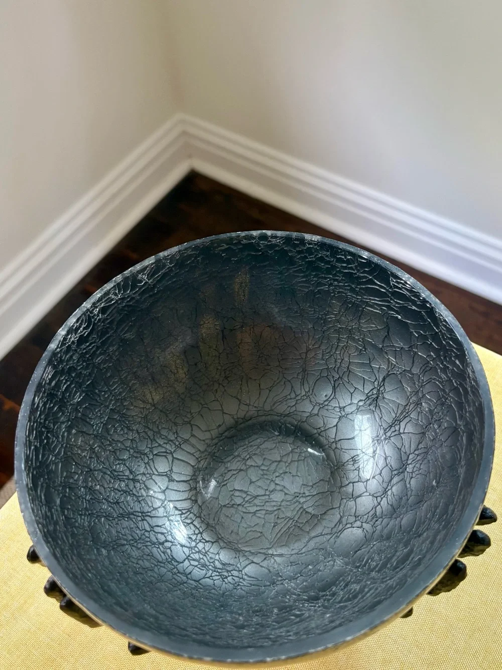 Skeleton Hands Round Metallic Bowl
